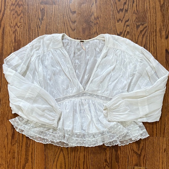 Free People white peplum peasant Blouse - Picture 1 of 6